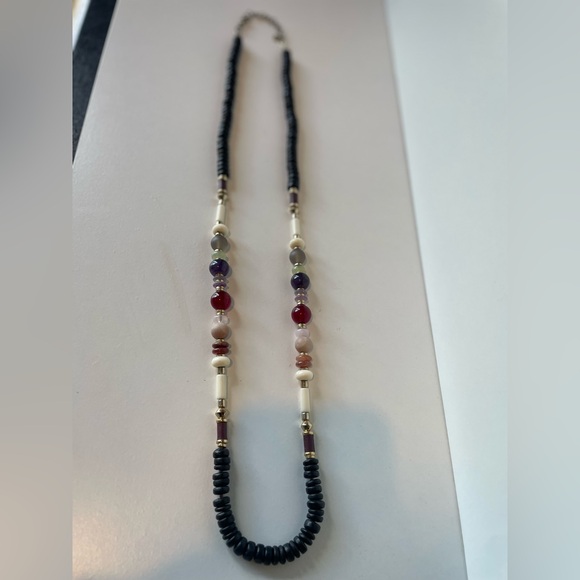 Stella & Dot Long Necklace  amethyst, sunstone, rose agate, grey agate beads - Picture 8 of 9